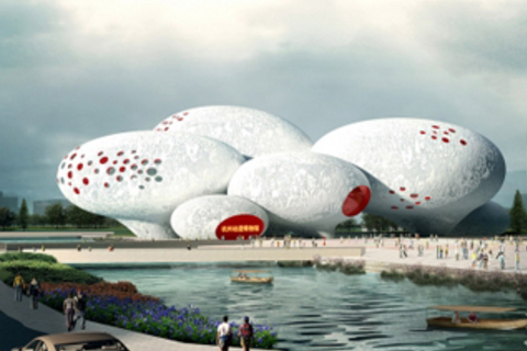 Новый музей в Ханчжоу: *комиксы и анимация в здании из 8 гигантских пузырей*